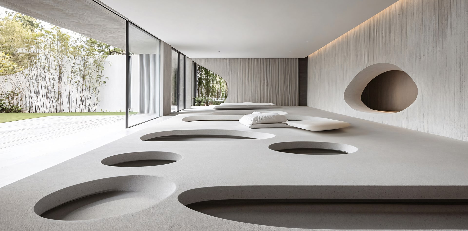 Doğal tonlarda tasarlanmış modern salon